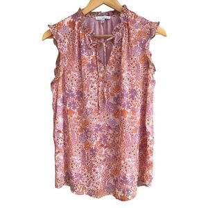 Anthropologie Madison d’ Amelie Floral Ruffle Trimmed Blouse Size M NEW